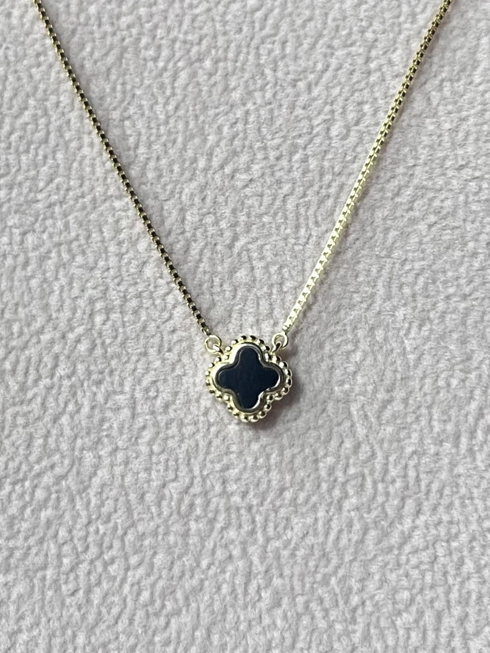 N081 | Black Enamel Clover Necklace